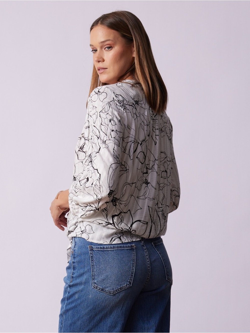 Zac & Rachel White Floral-Print Blouse